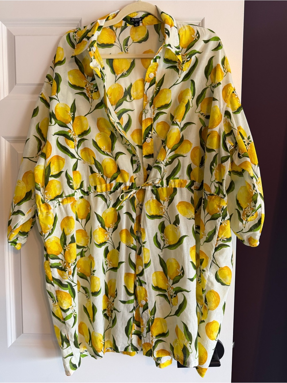 J. Crew Cinched shirt-dress in limoncello cotton voile